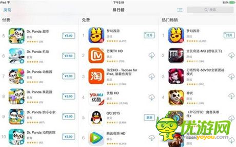iPad付费榜一大波熊猫袭来 儿童游戏市场展现新潜力