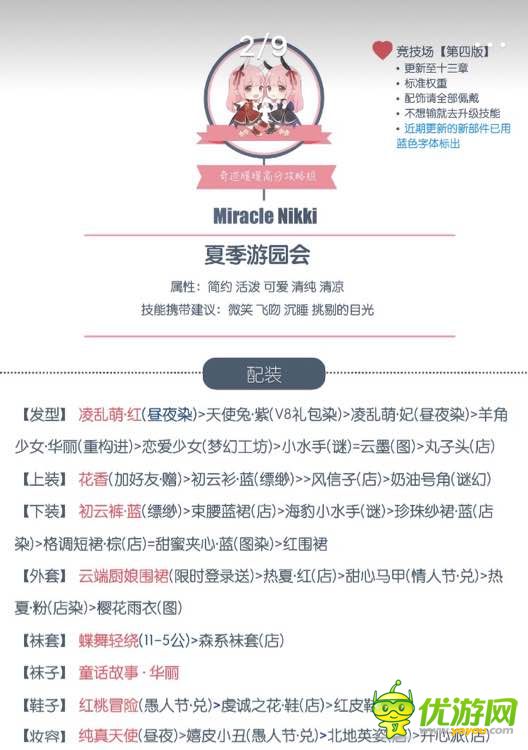 奇跡暖暖十三章競技場夏季游園會高分搭配分享