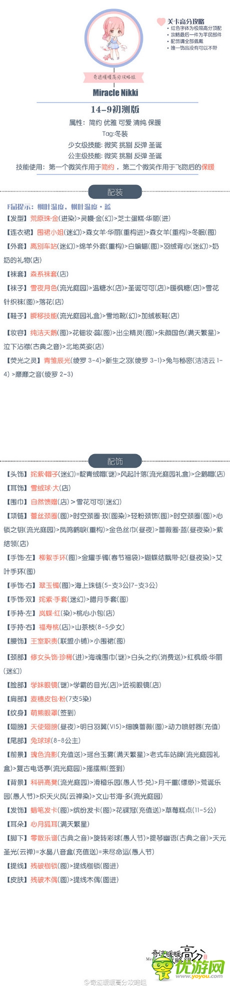 奇迹暖暖14-9公主级高分通关攻略