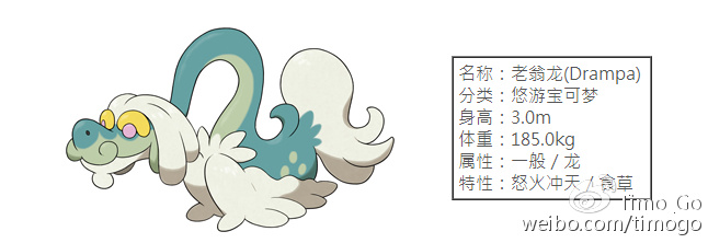 口袋妖怪goPokemonGo老翁龙(Drampa)属性图鉴