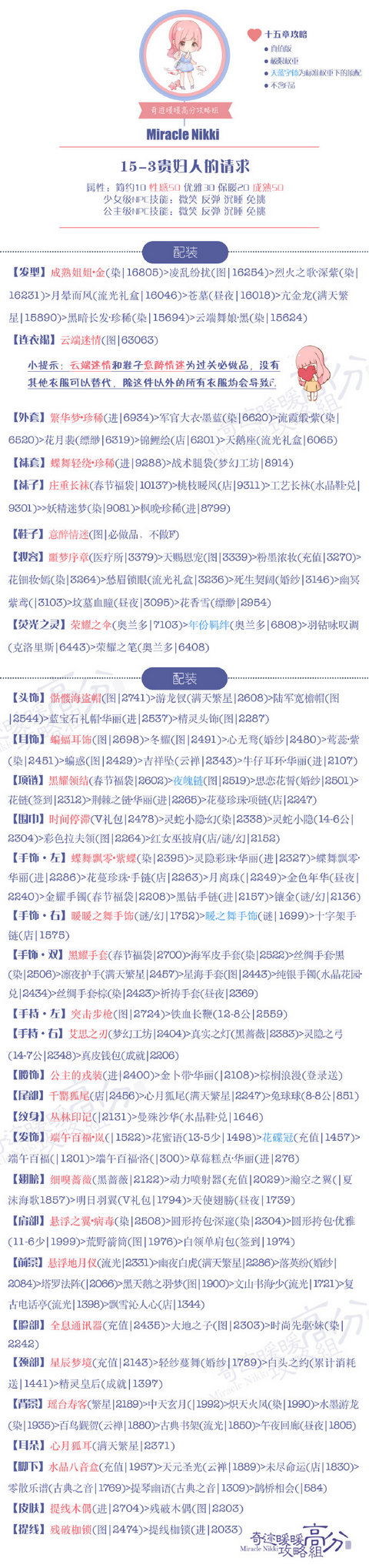 奇跡暖暖15-3貴婦人的請(qǐng)求少女公主級(jí)高分攻略