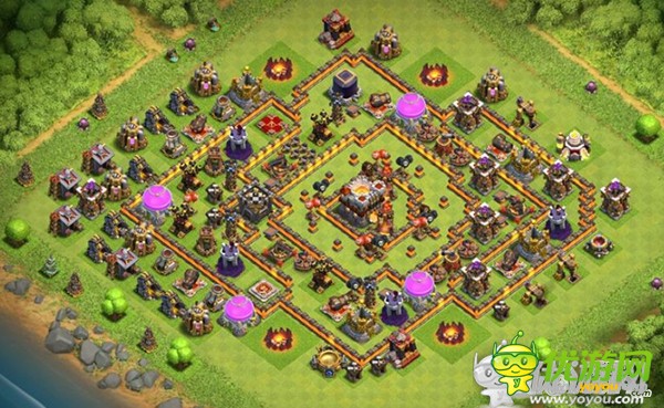 部落冲突10本双炸弹塔怎么布局_部落冲突_优游网手机游戏网