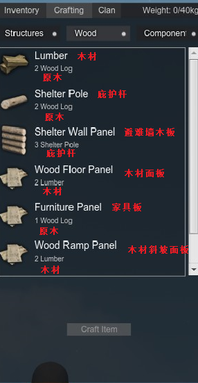 Miscreated误造建造材料合成图鉴一览