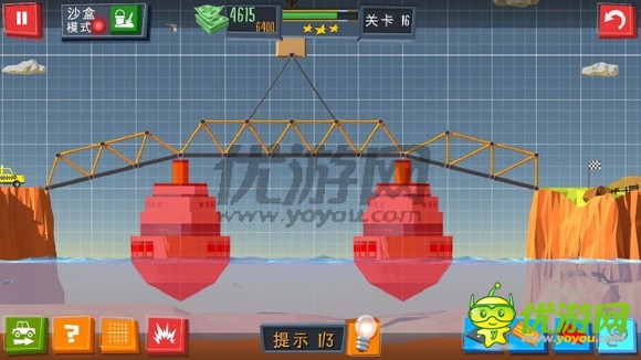 建桥专家BuildaBridge普通第16关三星通关攻略