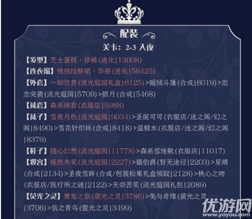 奇跡暖暖卷二2-3入夜高分怎么搭配