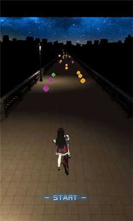 單車少女夜色街燈
