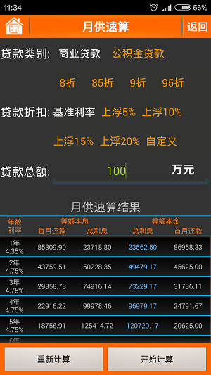 房貸計(jì)算器截圖欣賞