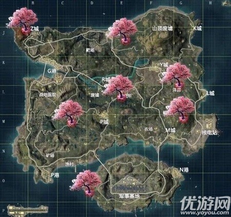 和平精英櫻花樹在哪里 和平精英櫻花樹分別位置一覽