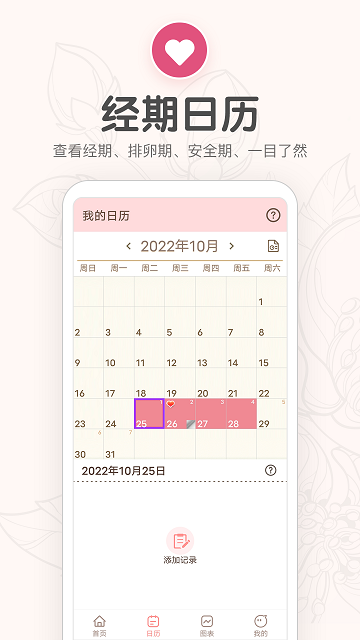 月经期提醒日历截图欣赏